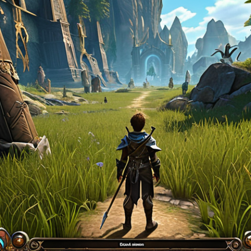 Home 11 "A young, slightly overwhelmed fantasy adventurer standing in a vast, lush Lineage2M-inspired starting zone. The character is looking intently at a semi-transparent, detailed game interface overlay, filled with numerous quest markers, skill icons, and character stats. Distant player silhouettes and fantasy creatures hint at the expansive world and the challenges ahead. The scene should convey a feeling of new beginnings, initial confusion, and the potential for a grand adventure, with a high fantasy digital painting style."