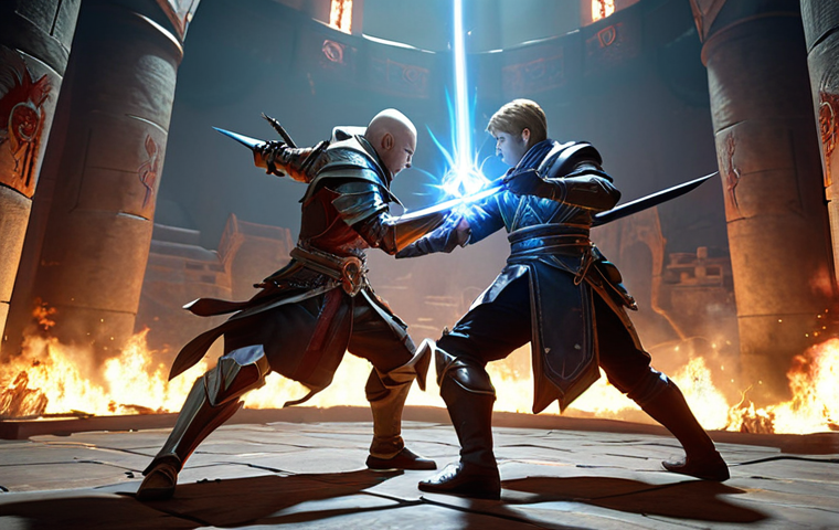 The Art of Prediction**
Lineage2M PvP duel scene, showcasing a focused character intently observing an opponent. The opponent is mid-pre-cast animation, with subtle visual cues like faint magical energy glowing around their hands or a distinctive weapon shift, indicating an impending powerful skill. The observing character's face shows deep concentration, almost predicting the enemy's next move. Emphasize the fraction of a second that counts, strategic anticipation, high detail, realistic fantasy, and dramatic lighting in a dynamic battle arena.
2. **Prompt for