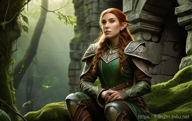 리니지2M 게임 내 버그 보고 - **Prompt:** "A highly detailed, realistic fantasy art image of an Elven Ranger, female, in practical...