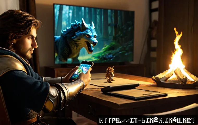 리니지2M 소환수 스킬 조합 - Photorealistic fantasy gaming strategy scene, an Italian young adult player at a tidy desk in a warm...